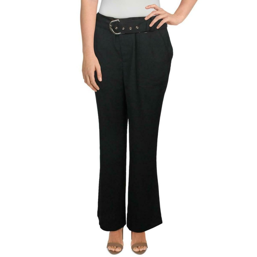 NWT I-N-C International Concepts Womens 0 Black Belted Casual Wide Leg Pants NEW